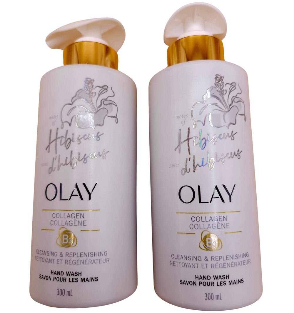 (2) Olay Hibiscus Collagen Hand Wash Soaps 10.1 oz Each Vitamin B3 Moisturizing